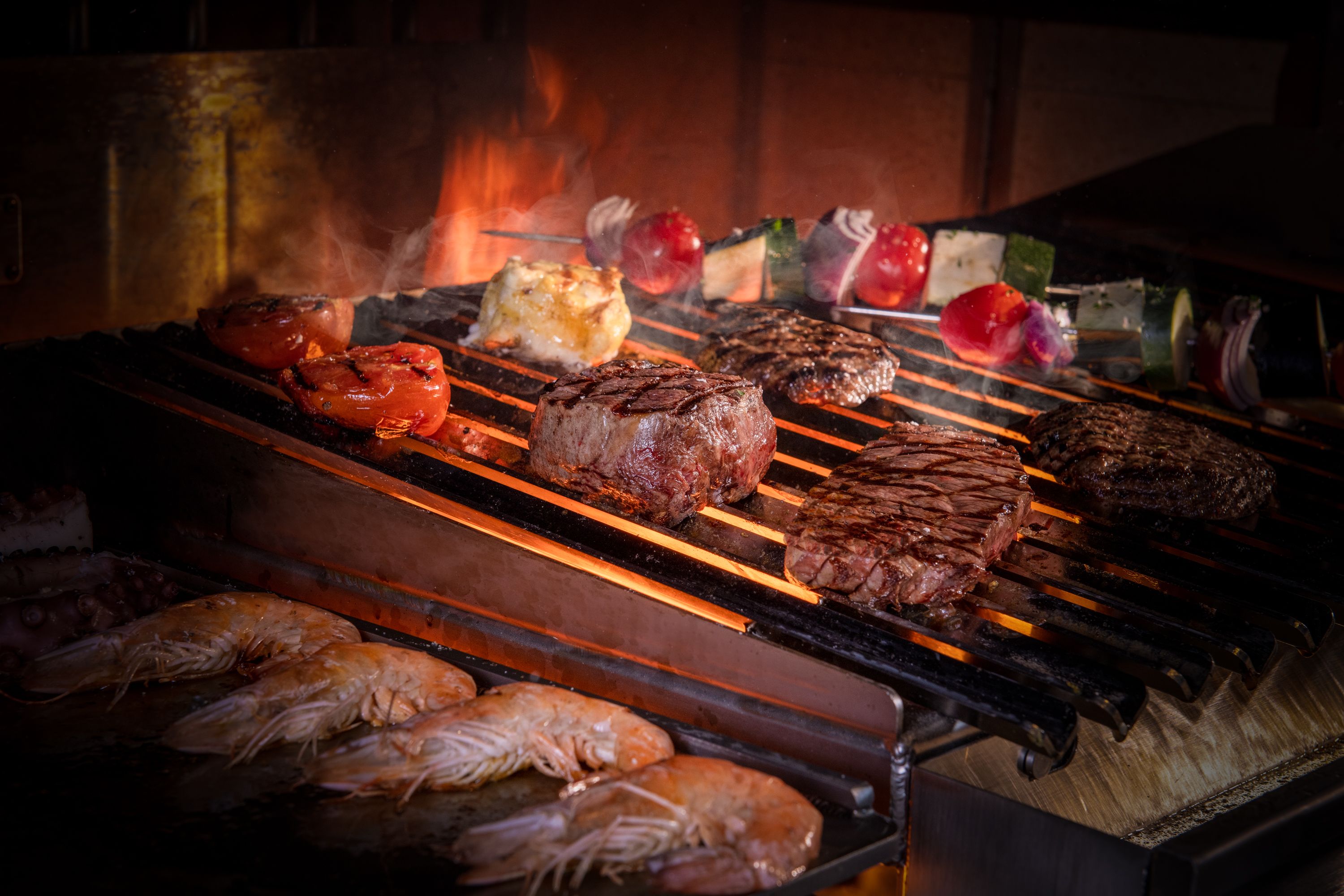Food on fire grill