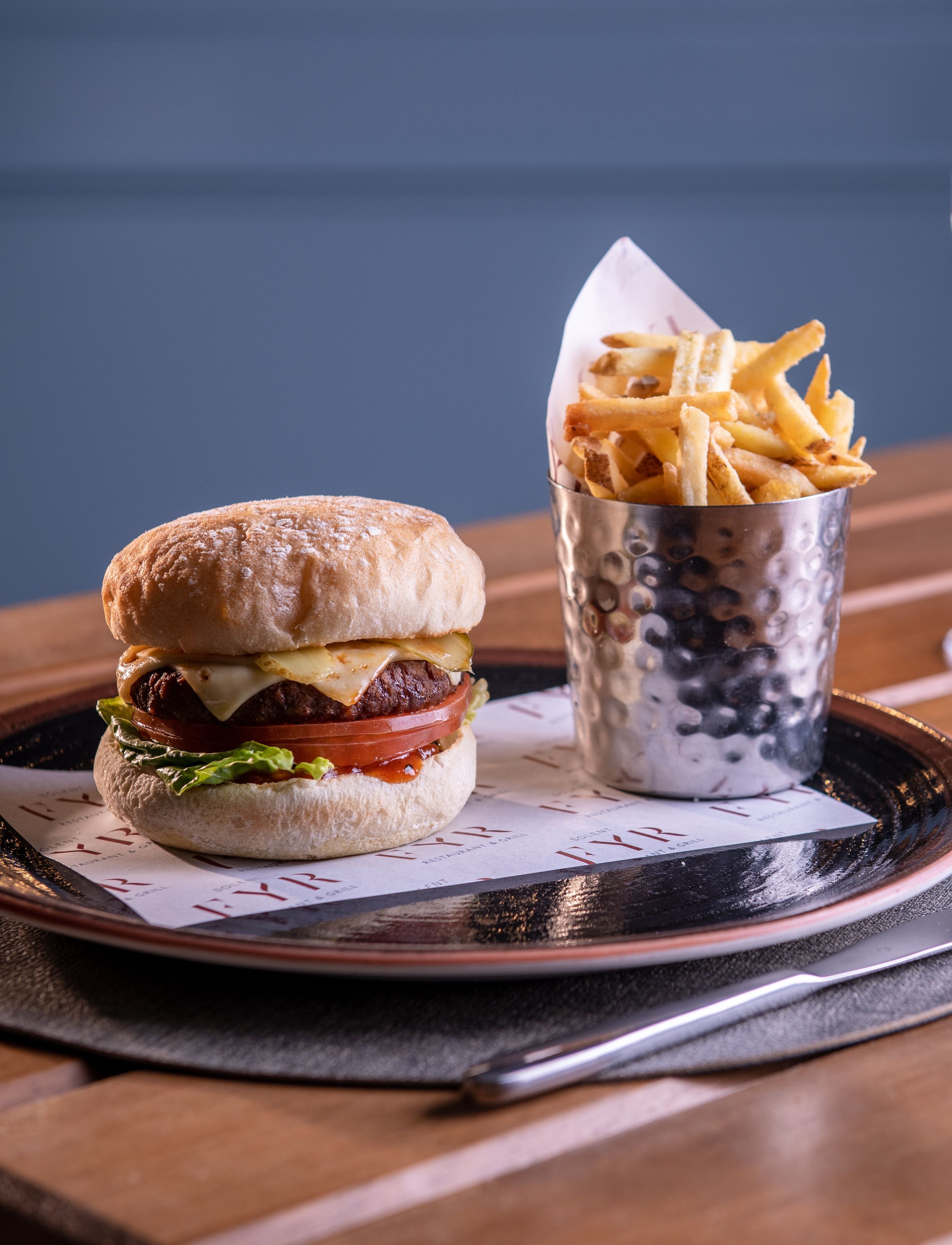 Burger and chips